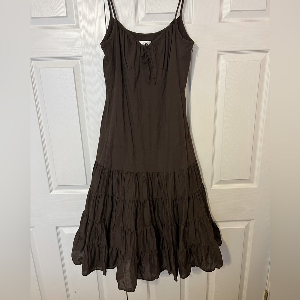 LOFT brown tiered midi dress
